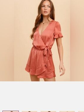 Wrap Romper in Rust Pink